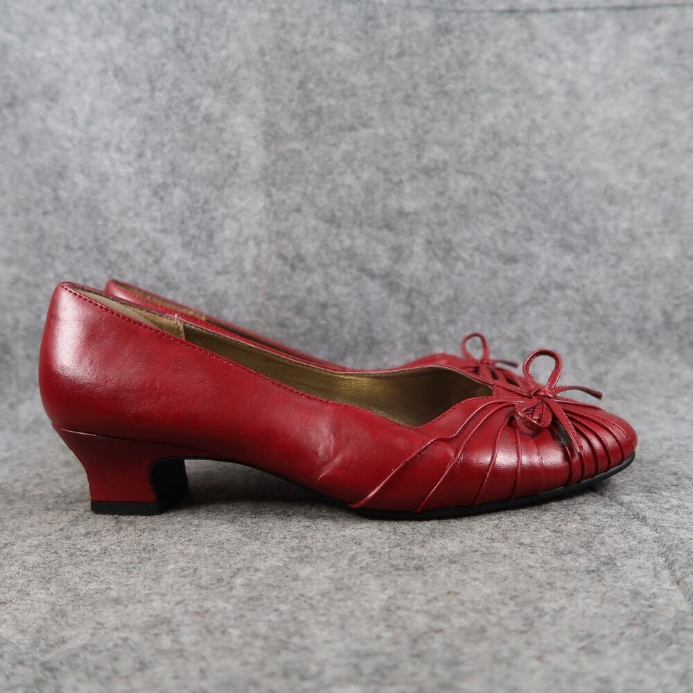 Soft Style Hush Puppies Shoes Womens 6 Pump Retro Vintage Red Bow Block Low Heel